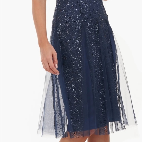 JS Collections Navy Sequin Midi Dress - Picture 2 of 12